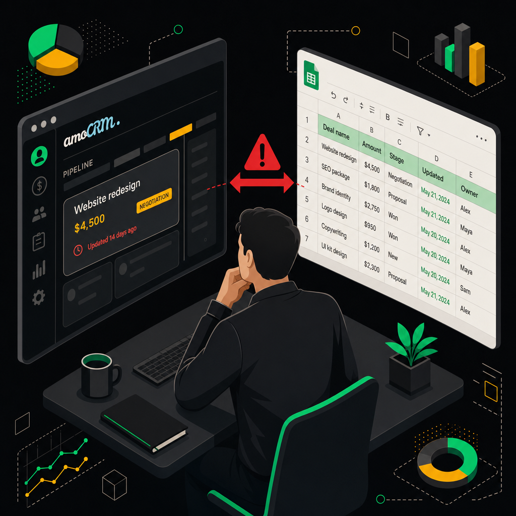 Рассинхрон данных между amoCRM и Google Sheets: записи расходятся