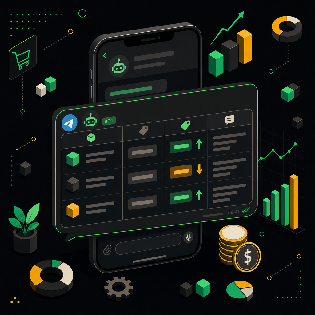 Telegram alert notification example showing price update message with product name and new price