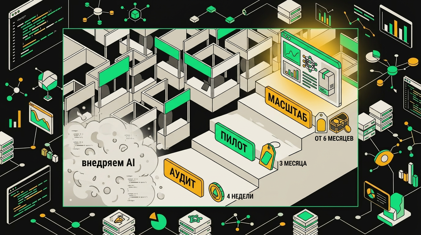Трёхуровневая воронка продуктизированных AI-услуг: аудит, пилот, масштабирование
