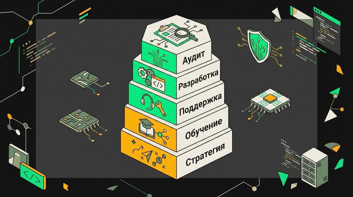 Структура подписного пакета для агентства: пять блоков от аудита до ежемесячного отчёта