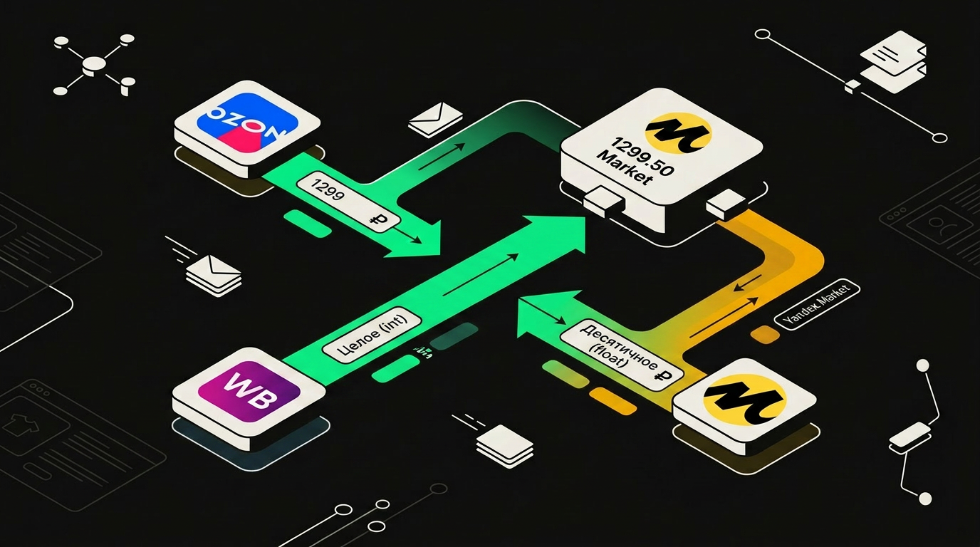 Сравнительная таблица форматов передачи цены в API Ozon, Wildberries и Яндекс.Маркета