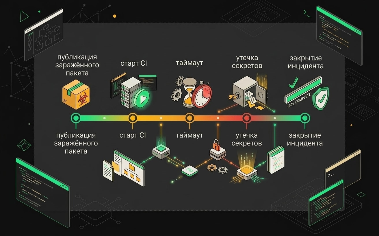 Таймлайн: публикация lightning 2.6.2 в 09:14 UTC, первые жертвы через 3 минуты, удаление в 09:56 UTC