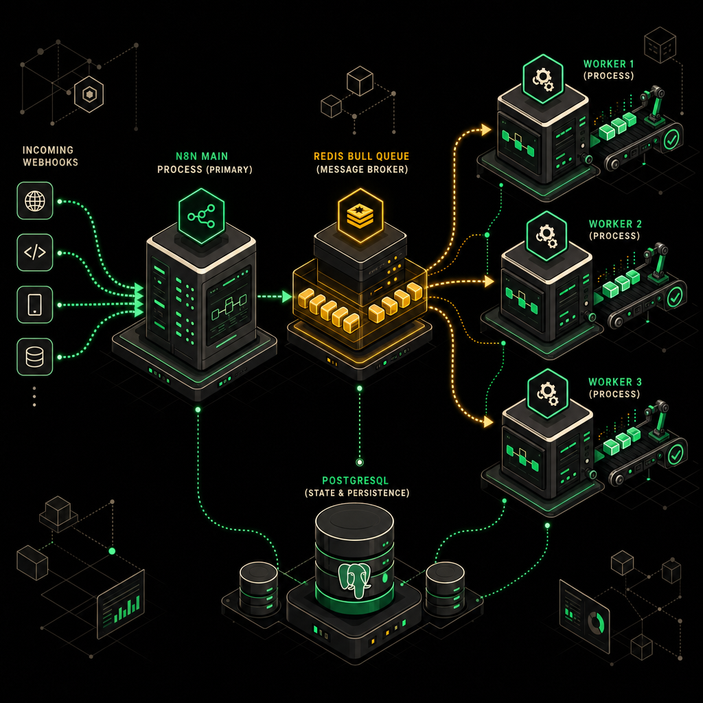 Queue mode n8n с горизонтальными воркерами, Redis Bull и балансировкой нагрузки