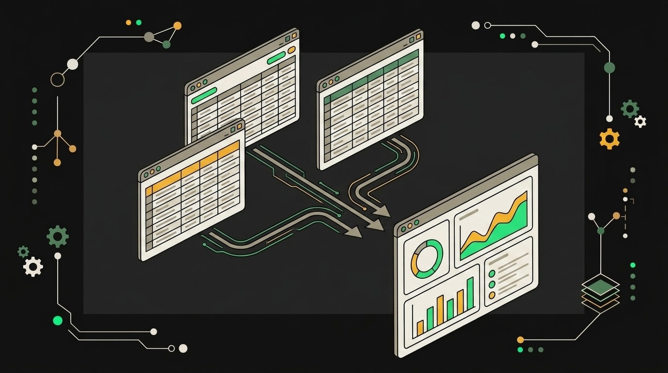 Схема объединения трёх источников данных в один дашборд через Python