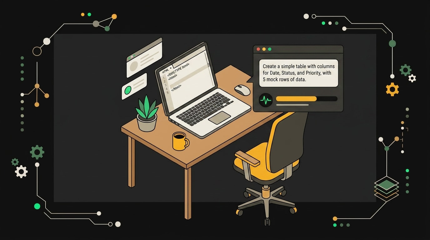 Интерфейс редактора Cursor с открытым чатом и первым промптом для дашборда
