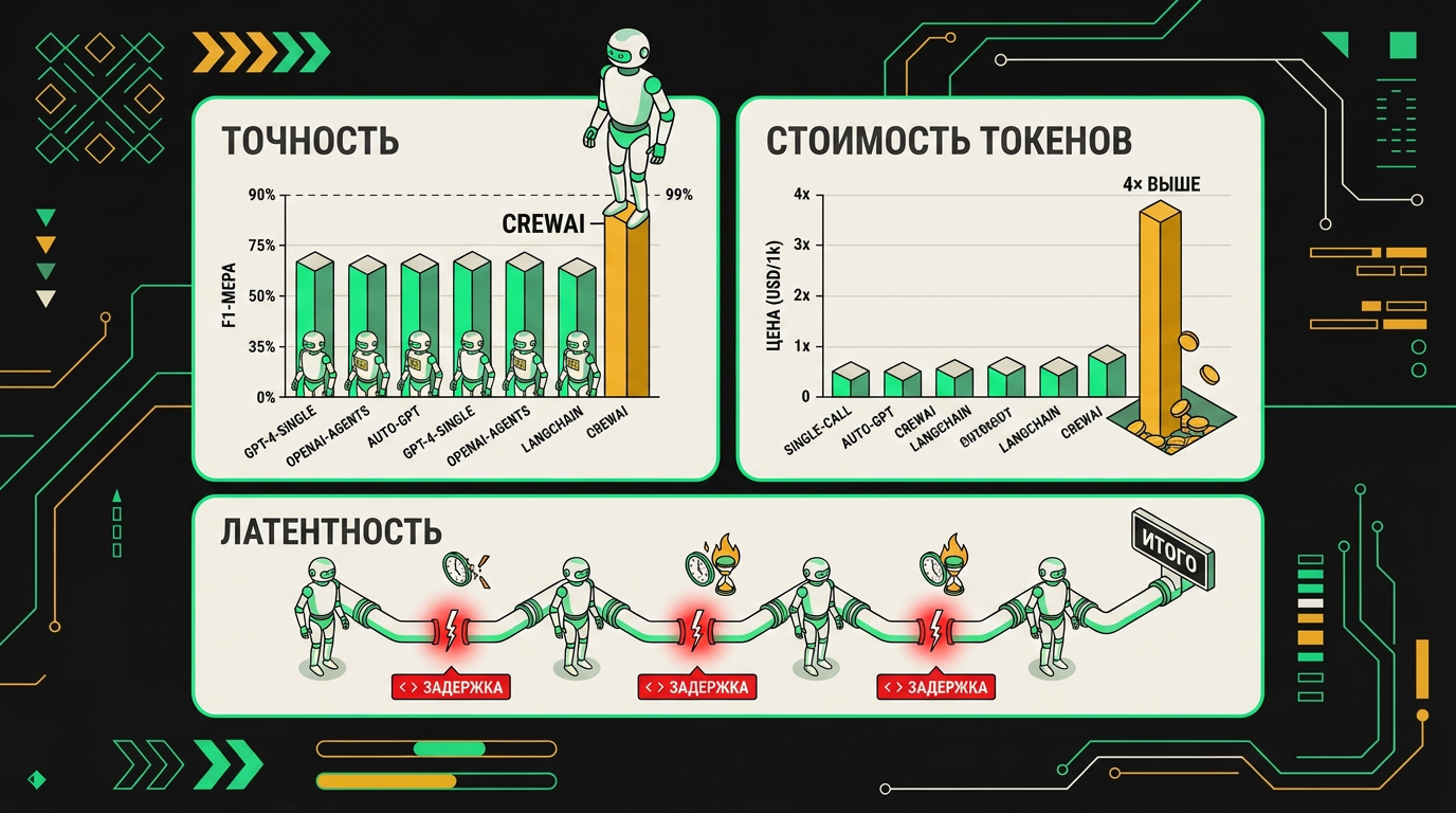 Таблица сравнения толстого агента и мультиагентного фреймворка по метрикам точности, стоимости и задержки