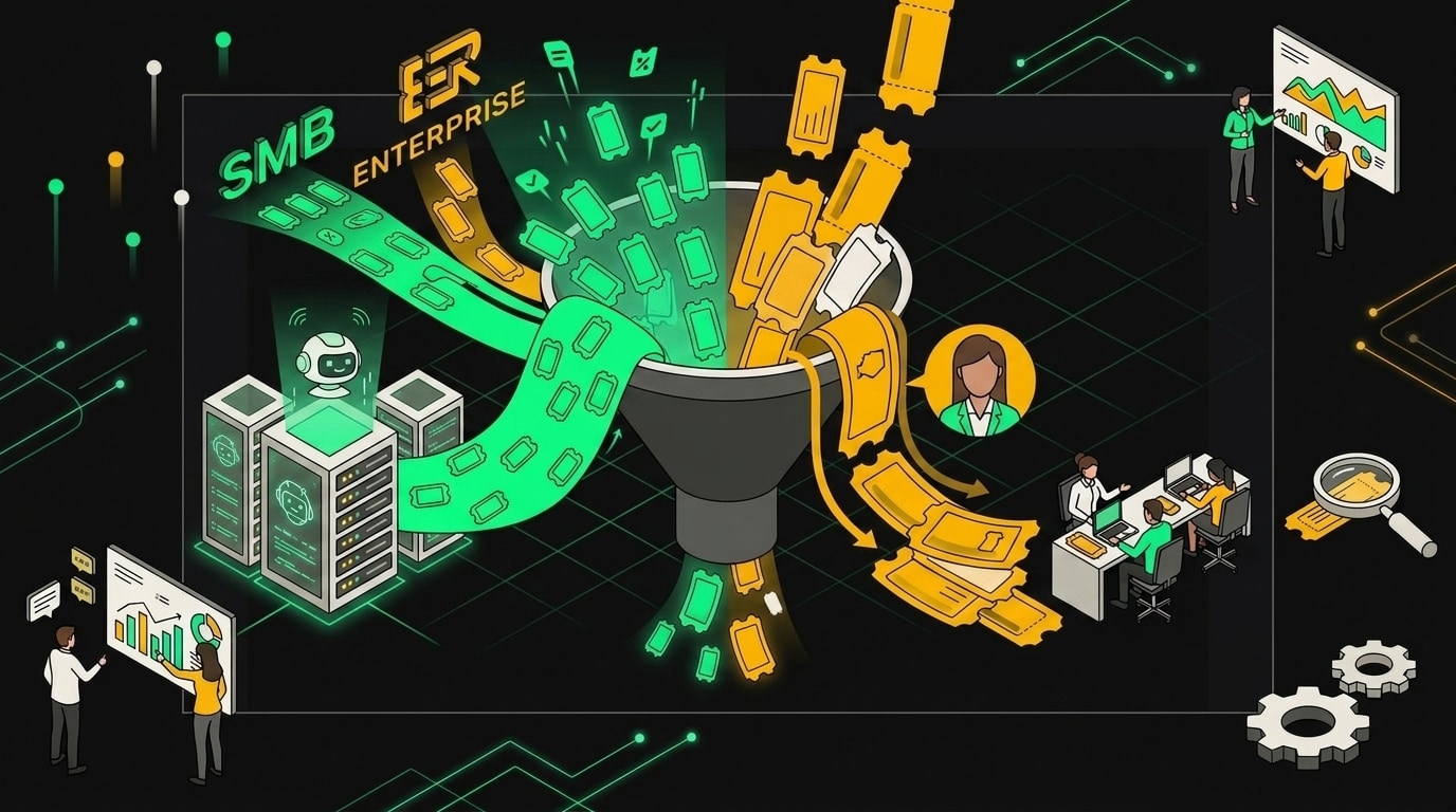 Воронка распределения дефлекции тикетов для SMB и Enterprise сегментов