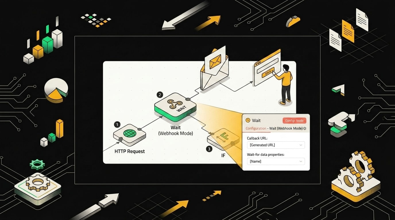 Схема webhook wait mode с подтверждением пользователя в n8n